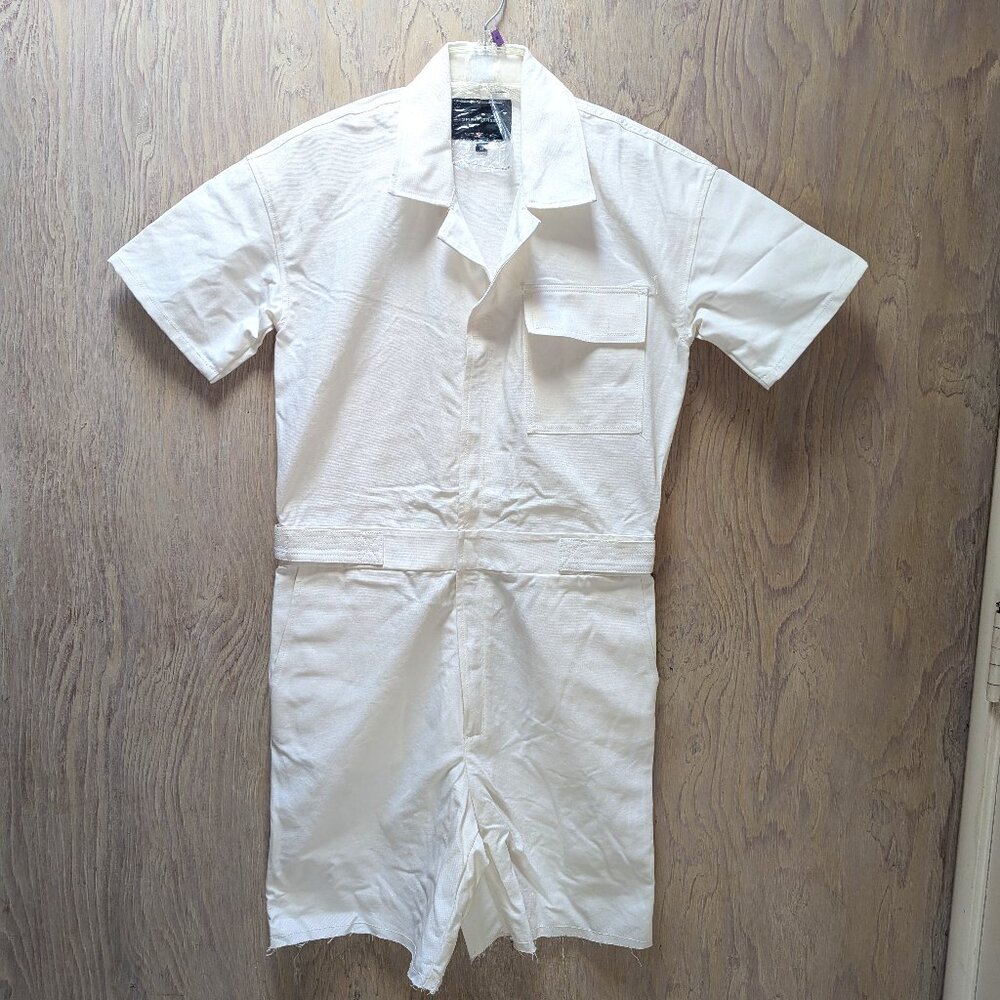 Playsuit - Off White Coverall Cotton Jumpsuit Shorts in Twill denim